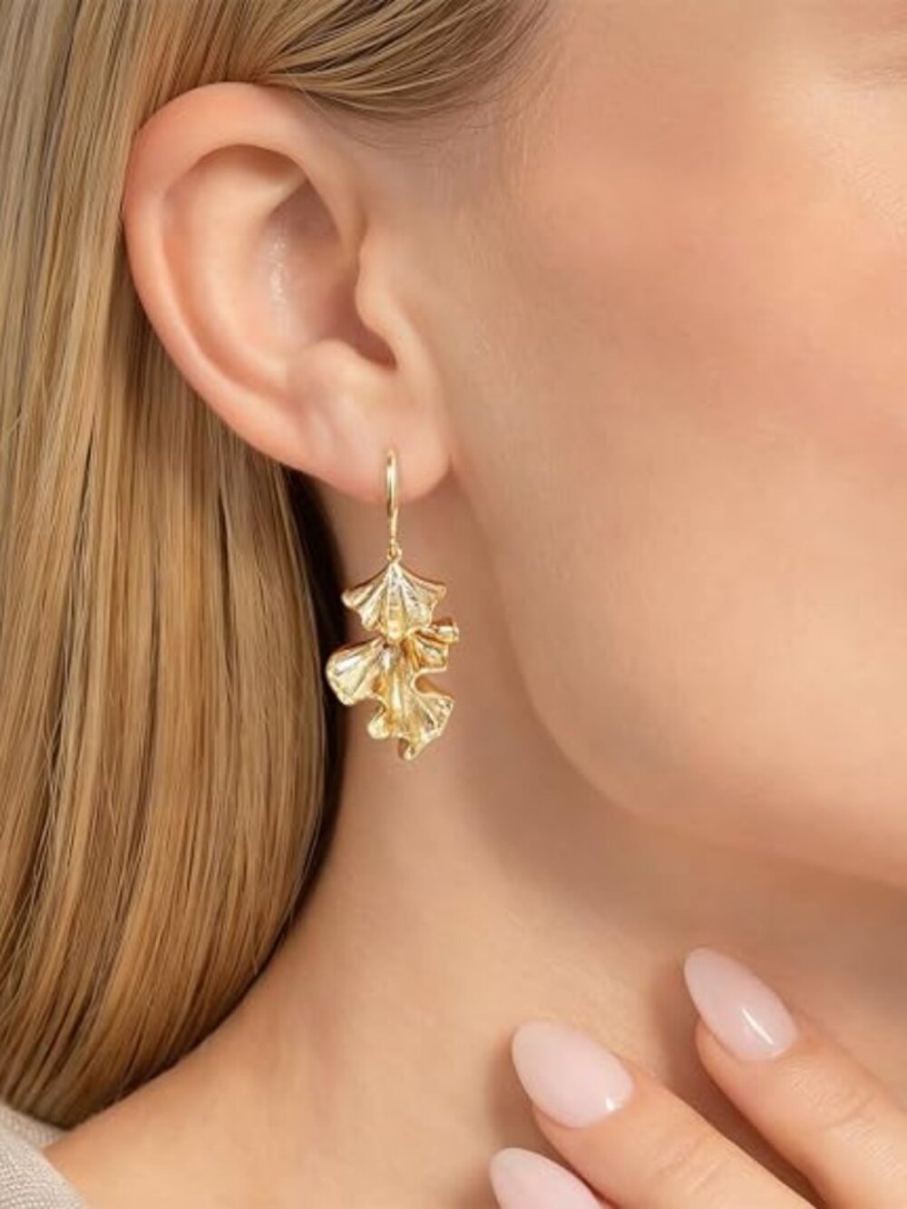 Flower Dangle Earrings for Women, Chunky Statement Unique Trendy Jewelry